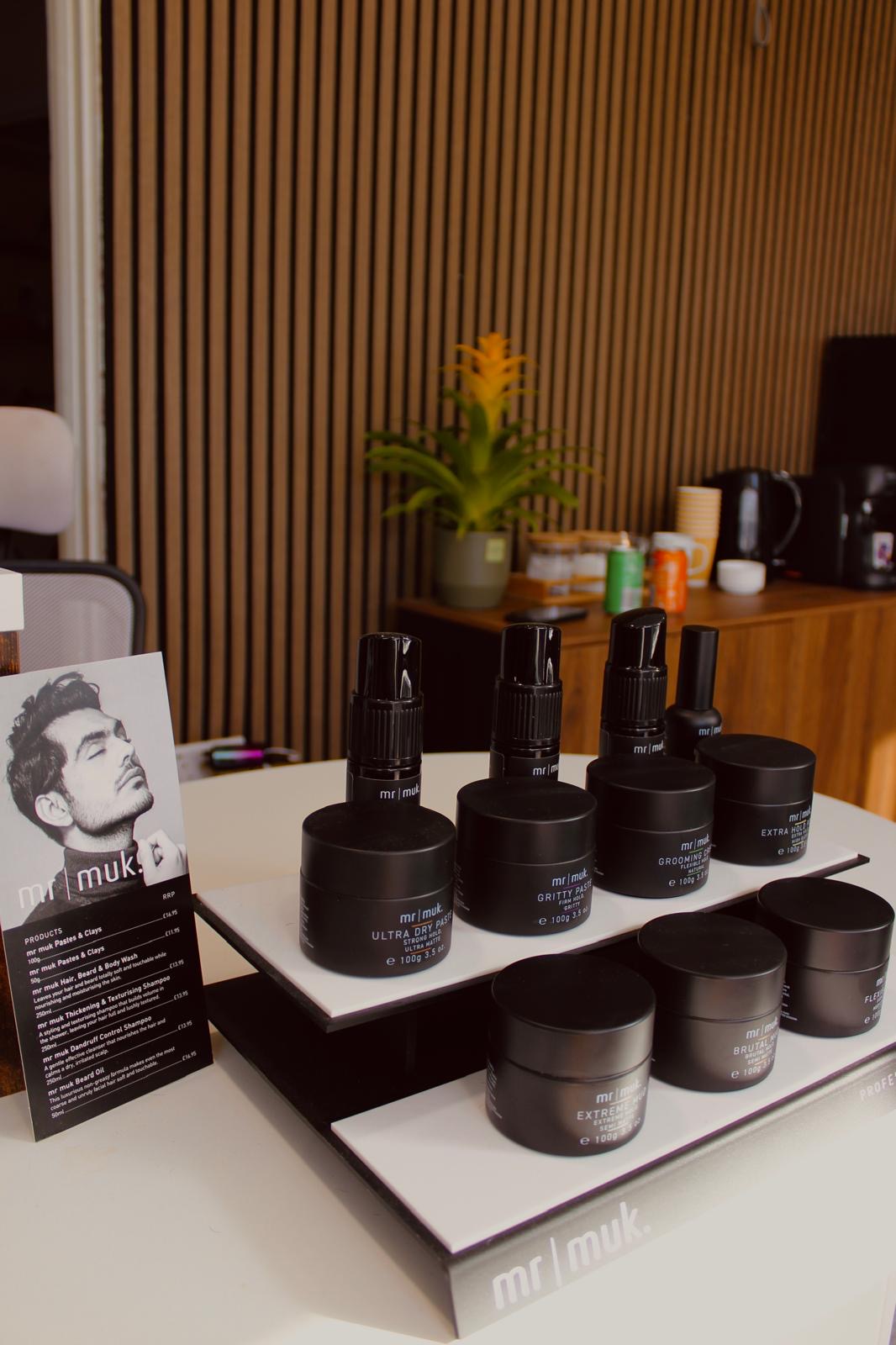 Hair styling products displayed inside the B&C shop